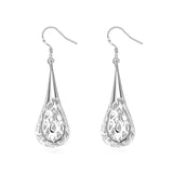 925 Silver Teardrop Long Earrings Wedding Jewelry Women