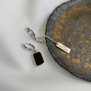 925 Stamp Tassel Square Earrings for Women Prevent Allergy Jewelry Gift