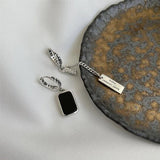 925 Stamp Tassel Square Earrings for Women Prevent Allergy Jewelry Gift