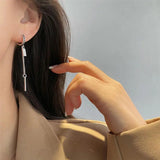 925 Stamp Tassel Square Earrings for Women Prevent Allergy Jewelry Gift