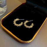 14K Real Plated Geometric C Shape Hoop Earrings for Women Girl