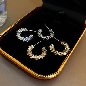 14K Real Plated Geometric C Shape Hoop Earrings for Women Girl