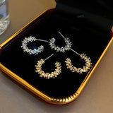14K Real Plated Geometric C Shape Hoop Earrings for Women Girl