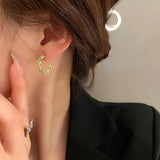 14K Real Plated Geometric C Shape Hoop Earrings for Women Girl