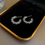 14K Real Plated Geometric C Shape Hoop Earrings for Women Girl