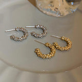 14K Real Plated Geometric C Shape Hoop Earrings for Women Girl