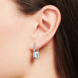 925 Silver Hoop Earrings Lock Fine Jewelry Women Winter Gift