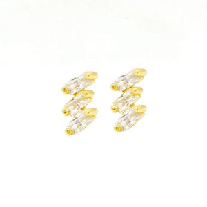 925 Silver Rhombus Crystal Stud Earrings Zircon Jewelry