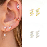 925 Silver Rhombus Crystal Stud Earrings Zircon Jewelry