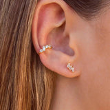 925 Silver Rhombus Crystal Stud Earrings Zircon Jewelry
