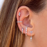 925 Silver Rhombus Crystal Stud Earrings Zircon Jewelry