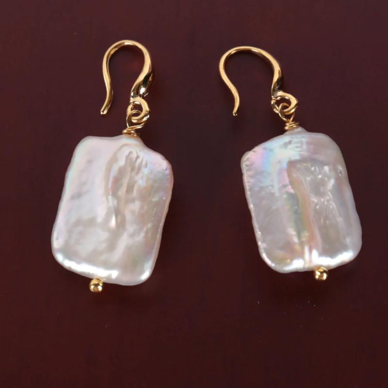 Square Baroque Pearl Earrings 18k Drop Classic Accessories Gift Wedding