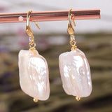 Square Baroque Pearl Earrings 18k Drop Classic Accessories Gift Wedding
