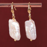 Square Baroque Pearl Earrings 18k Drop Classic Accessories Gift Wedding