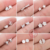 S925 Silver Leaf Dragonfly Puzzle Ear Studs for Women Kids