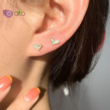 925 Silver Heart Crystal Stud Earrings Wedding Jewelry
