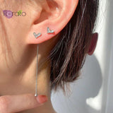 925 Silver Heart Crystal Stud Earrings Wedding Jewelry