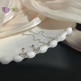 925 Silver Heart Crystal Stud Earrings Wedding Jewelry