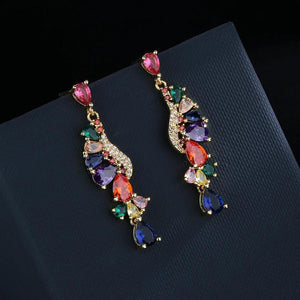 Colorful Stone Tassel Earrings 925 Silver for Party Jewelry