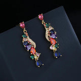 Colorful Stone Tassel Earrings 925 Silver for Party Jewelry