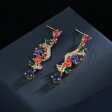 Colorful Stone Tassel Earrings 925 Silver for Party Jewelry
