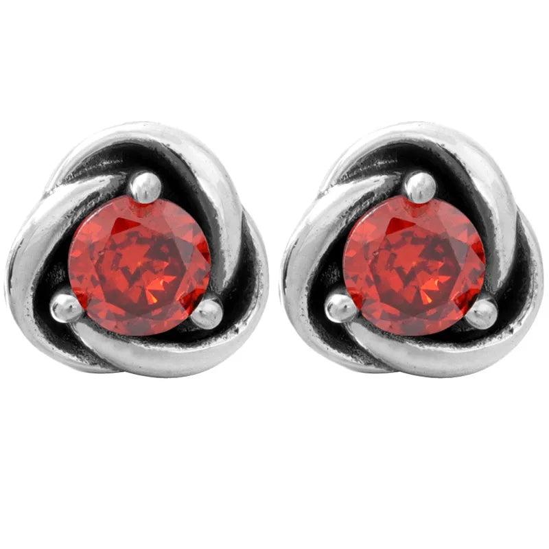 Eternity Circle 12 Months Birthstone Earring 925 Sterling Silver Birthday Gift