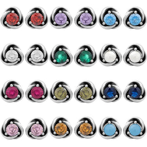 Eternity Circle 12 Months Birthstone Earring 925 Sterling Silver Birthday Gift
