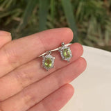 Natural Peridot Sterling Silver Stud Earrings Turtle Women Jewelry Gift