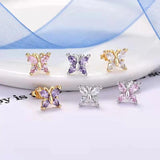 925 Silver Butterfly Stud Earrings Minimalist Women Accessory Birthday Gift