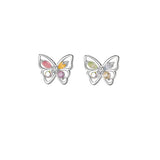 925 Silver Zircon Ice Butterfly Stud Earrings for Women