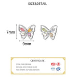 925 Silver Zircon Ice Butterfly Stud Earrings for Women