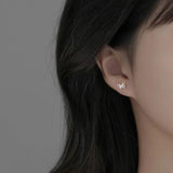 925 Silver Zircon Ice Butterfly Stud Earrings for Women