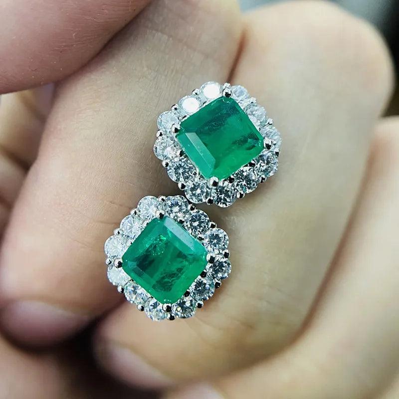 925 Silver Green Earrings Charm 12mm Para?ba Tourmaline Jewelry