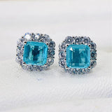 925 Silver Green Earrings Charm 12mm Para?ba Tourmaline Jewelry