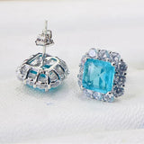925 Silver Green Earrings Charm 12mm Para?ba Tourmaline Jewelry