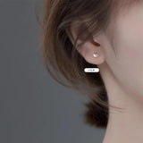 Real 925 Sterling Silver Geometric Squares Stud Earrings For Women