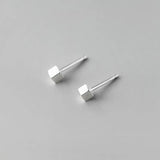 Real 925 Sterling Silver Geometric Squares Stud Earrings For Women
