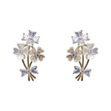 Korea Jewelry 14K Zircon Flower Earrings for Women