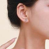 925 Sterling Silver Hockey Zircon Stud Earrings