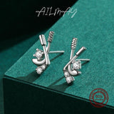 925 Sterling Silver Hockey Zircon Stud Earrings