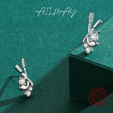 925 Sterling Silver Hockey Zircon Stud Earrings