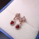 Garnet Earrings S925 Sterling Silver for Girlfriends