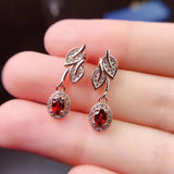 Garnet Earrings S925 Sterling Silver for Girlfriends