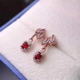 Garnet Earrings S925 Sterling Silver for Girlfriends