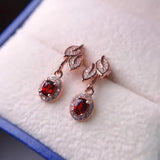 Garnet Earrings S925 Sterling Silver for Girlfriends