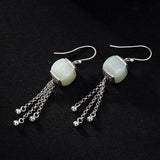 Hetian Jade Tassel Earrings for Women Silver Jewelry