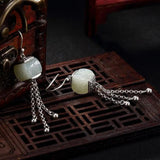 Hetian Jade Tassel Earrings for Women Silver Jewelry