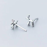 Ruifan Puppy/Dog Rose 2 925 Sterling Silver Small Stud Earrings