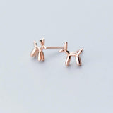 Ruifan Puppy/Dog Rose 2 925 Sterling Silver Small Stud Earrings