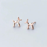 Ruifan Puppy/Dog Rose 2 925 Sterling Silver Small Stud Earrings